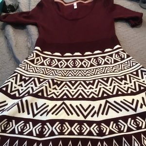 Burgundy patterned dress